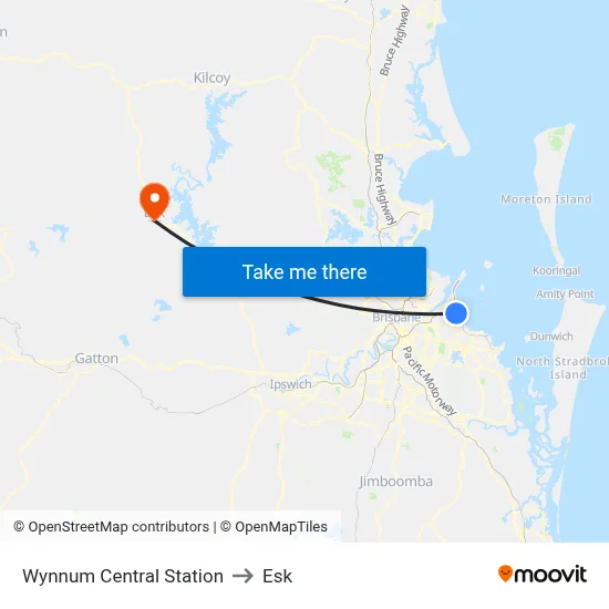 Wynnum Central Station to Esk map