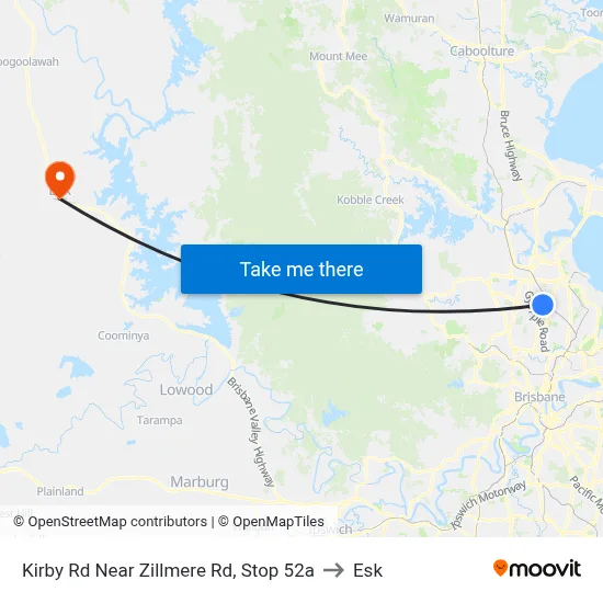 Kirby Rd Near Zillmere Rd, Stop 52a to Esk map