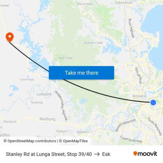 Stanley Rd at Lunga Street, Stop 39/40 to Esk map