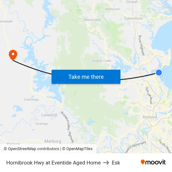 Hornibrook Hwy at Eventide Aged Home to Esk map