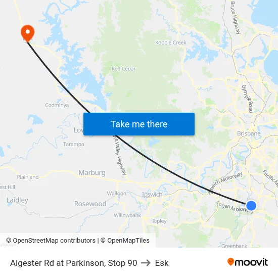 Algester Rd at Parkinson, Stop 90 to Esk map