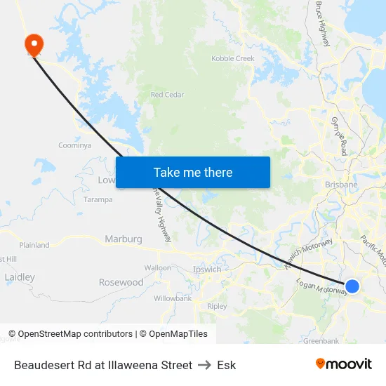 Beaudesert Rd at Illaweena Street to Esk map