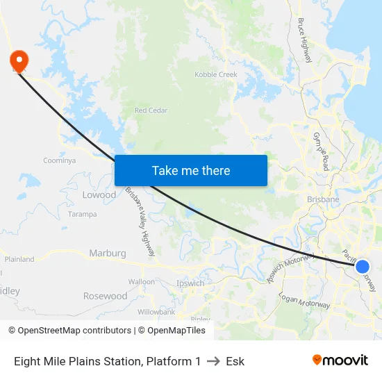 Eight Mile Plains Station, Platform 1 to Esk map