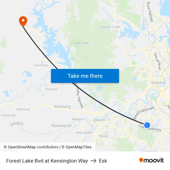 Forest Lake Bvd at Kensington Way to Esk map