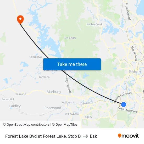 Forest Lake Bvd at Forest Lake, Stop B to Esk map
