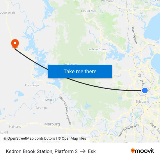 Kedron Brook Station, Platform 2 to Esk map