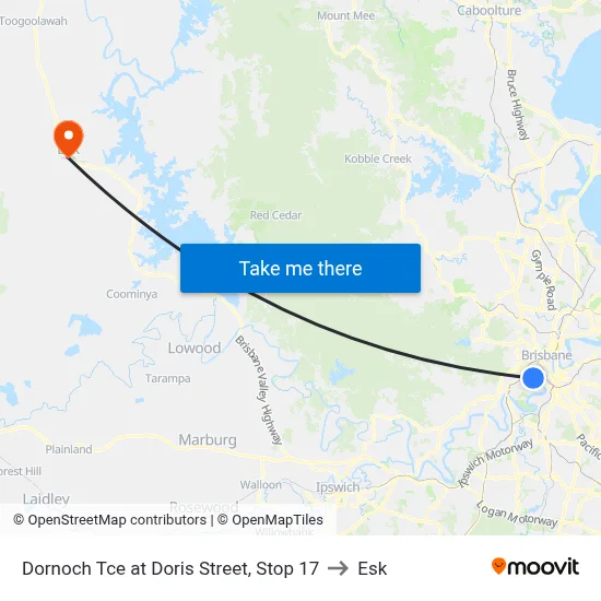 Dornoch Tce at Doris Street, Stop 17 to Esk map