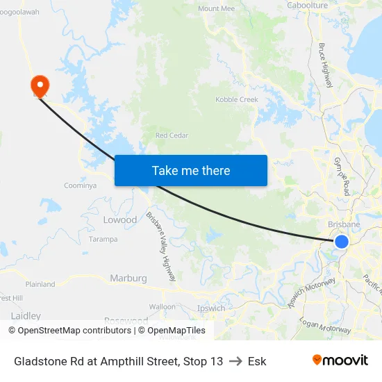 Gladstone Rd at Ampthill Street, Stop 13 to Esk map