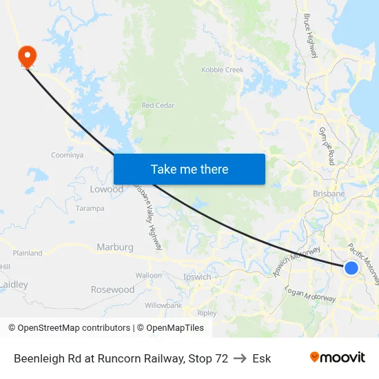 Beenleigh Rd at Runcorn Railway, Stop 72 to Esk map