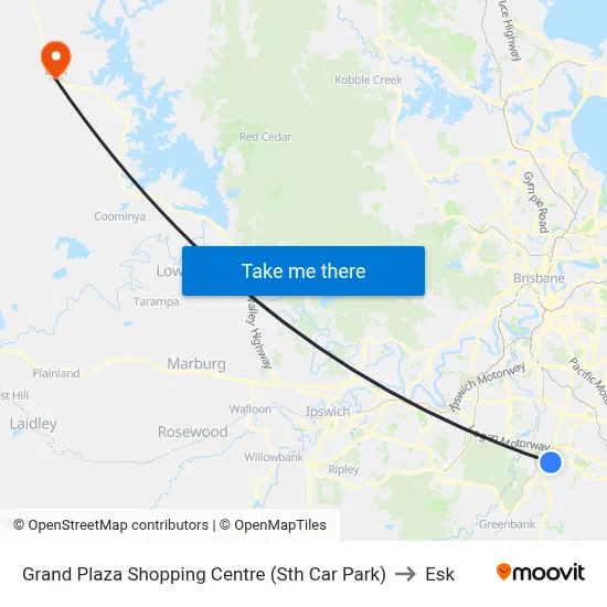 Grand Plaza Shopping Centre (Sth Car Park) to Esk map