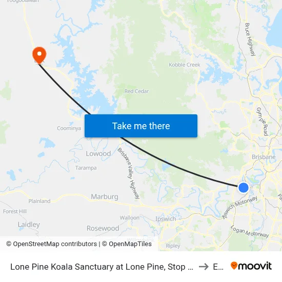 Lone Pine Koala Sanctuary at Lone Pine, Stop 42 to Esk map