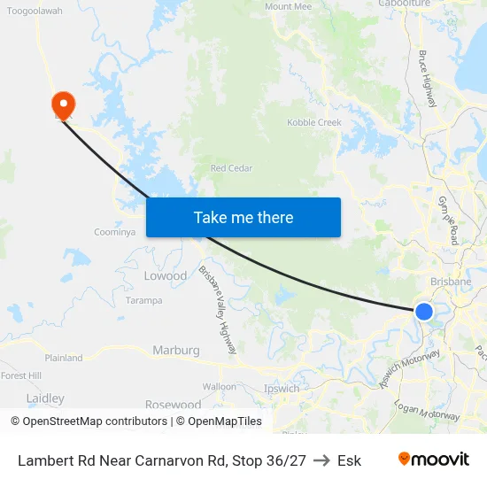 Lambert Rd Near Carnarvon Rd, Stop 36/27 to Esk map