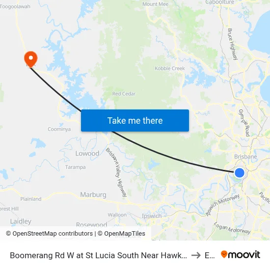 Boomerang Rd W at St Lucia South Near Hawken Dr to Esk map