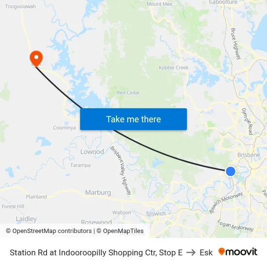 Station Rd at Indooroopilly Shopping Ctr, Stop E to Esk map