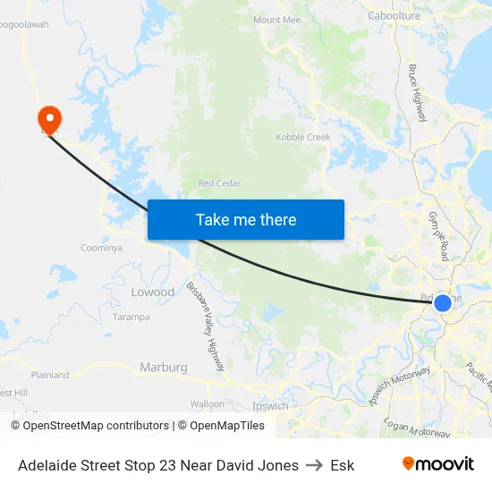 Adelaide Street Stop 23 Near David Jones to Esk map