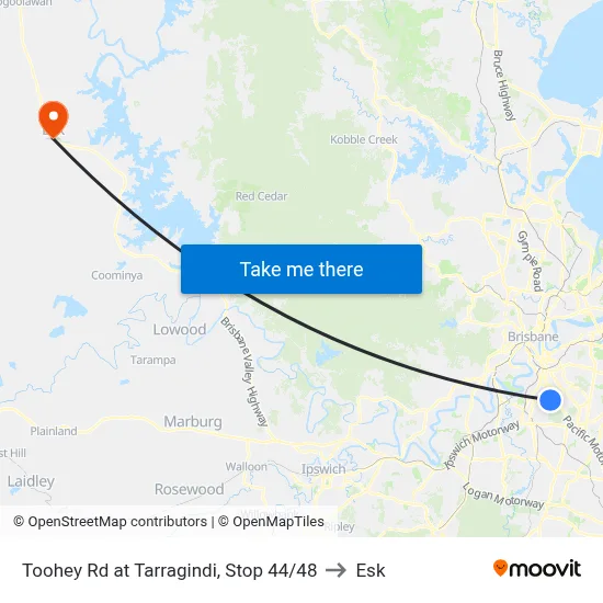 Toohey Rd at Tarragindi, Stop 44/48 to Esk map