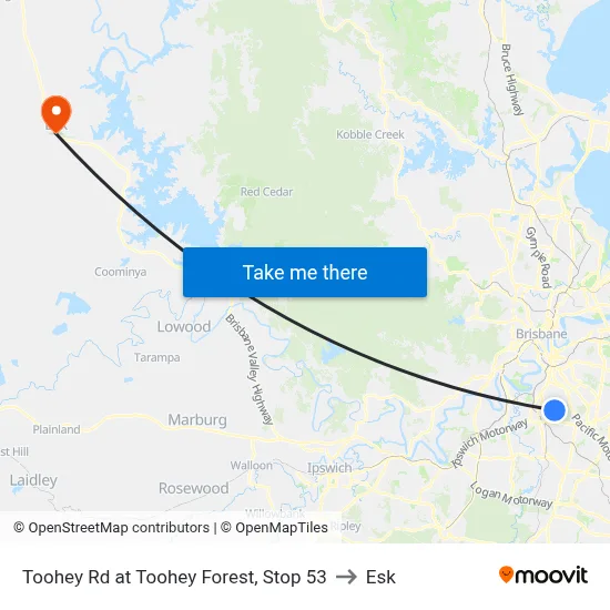 Toohey Rd at Toohey Forest, Stop 53 to Esk map