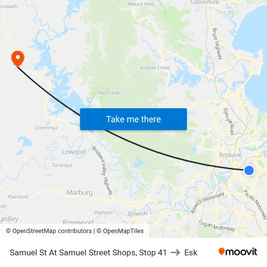 Samuel St At Samuel Street Shops, Stop 41 to Esk map