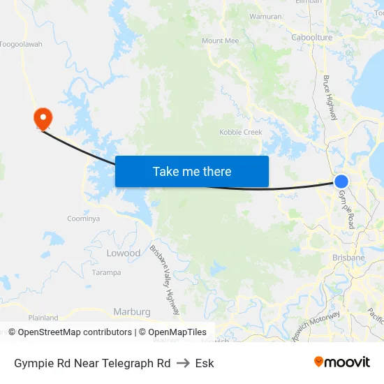 Gympie Rd Near Telegraph Rd to Esk map