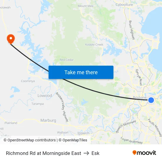 Richmond Rd at Morningside East to Esk map