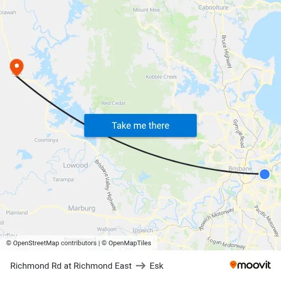 Richmond Rd at Richmond East to Esk map
