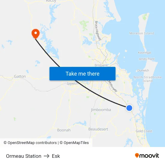 Ormeau Station to Esk map