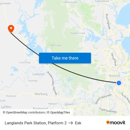 Langlands Park Station, Platform 2 to Esk map