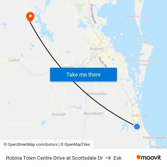 Robina Town Centre Drive at Scottsdale Dr to Esk map