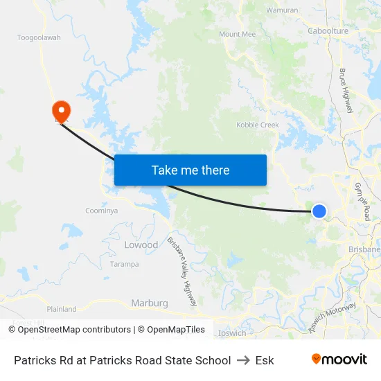 Patricks Rd at Patricks Road State School to Esk map