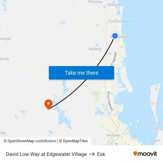 David Low Way at Edgewater Village to Esk map