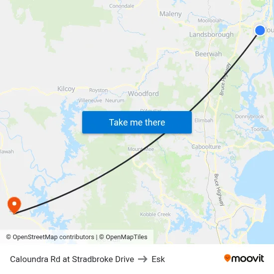 Caloundra Rd at Stradbroke Drive to Esk map