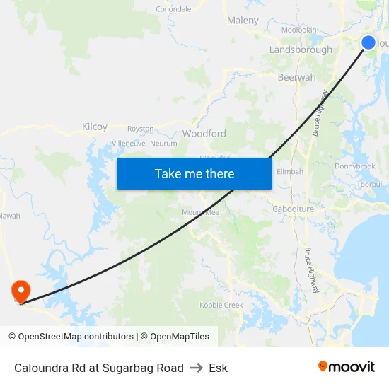 Caloundra Rd at Sugarbag Road to Esk map