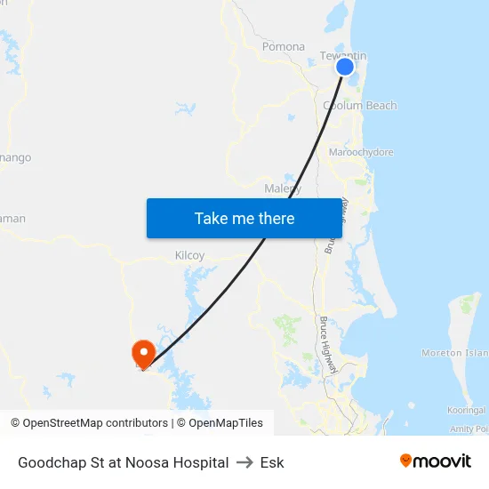 Goodchap St at Noosa Hospital to Esk map