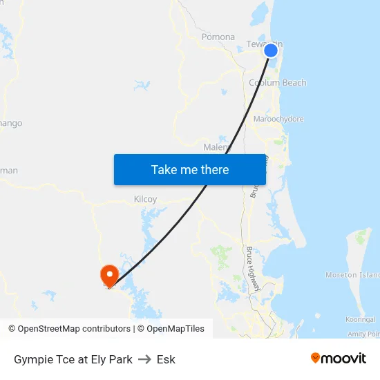Gympie Tce at Ely Park to Esk map