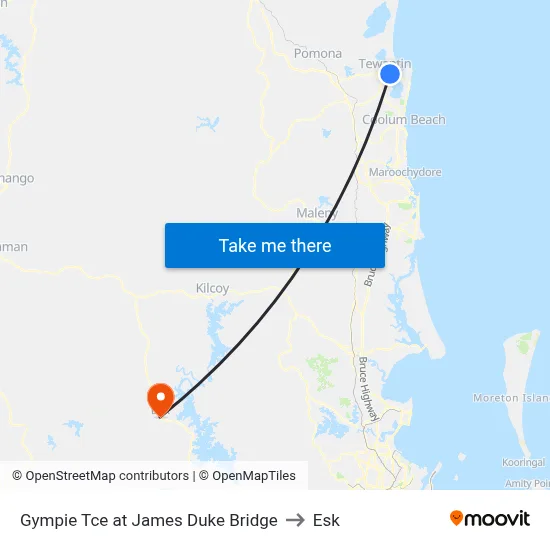 Gympie Tce at James Duke Bridge to Esk map