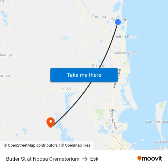 Butler St at Noosa Crematorium to Esk map