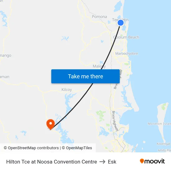 Hilton Tce at Noosa Convention Centre to Esk map