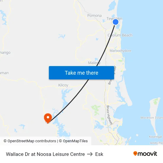 Wallace Dr at Noosa Leisure Centre to Esk map