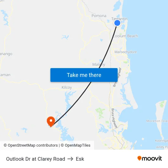 Outlook Dr at Clarey Road to Esk map