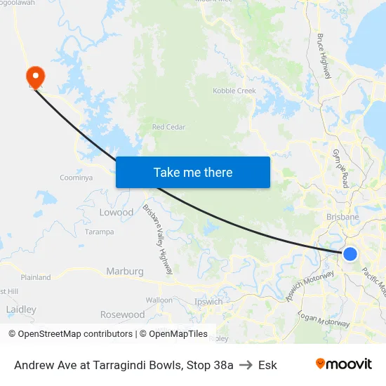 Andrew Ave at Tarragindi Bowls, Stop 38a to Esk map