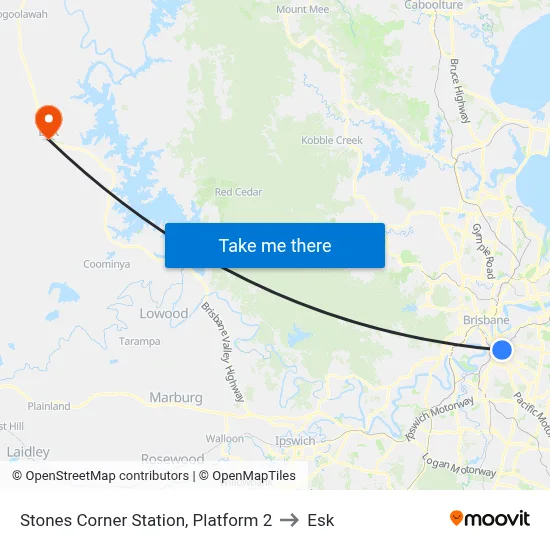 Stones Corner Station, Platform 2 to Esk map