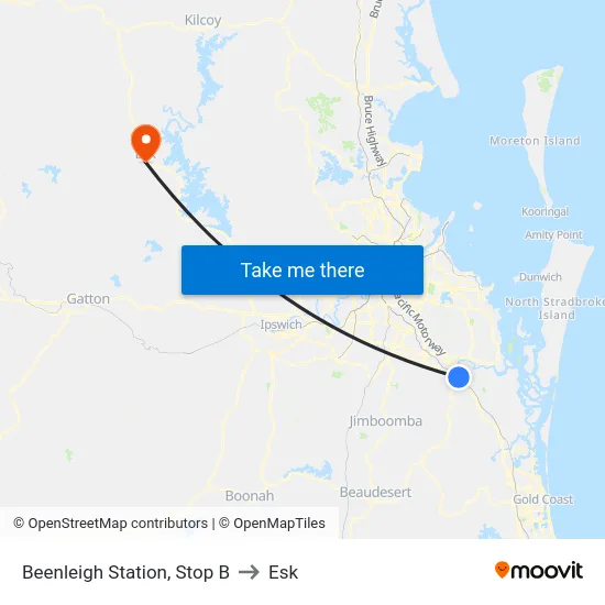 Beenleigh Station, Stop B to Esk map