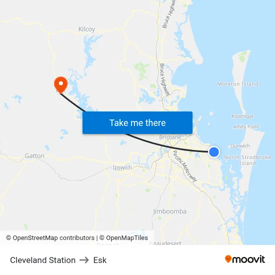 Cleveland Station to Esk map