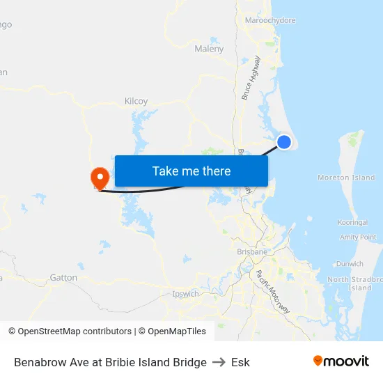 Benabrow Ave at Bribie Island Bridge to Esk map