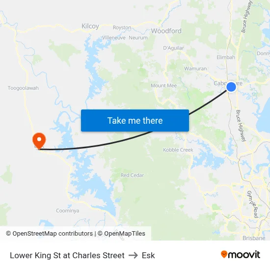 Lower King St at Charles Street to Esk map