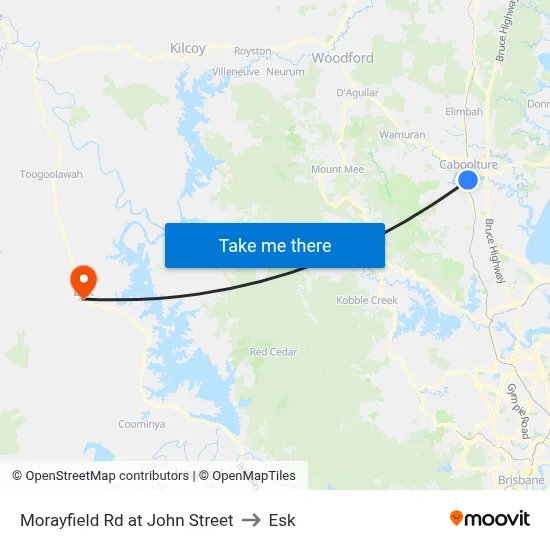 Morayfield Rd at John Street to Esk map