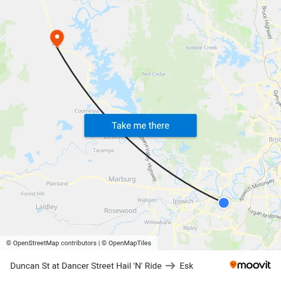 Duncan St at Dancer Street Hail 'N' Ride to Esk map