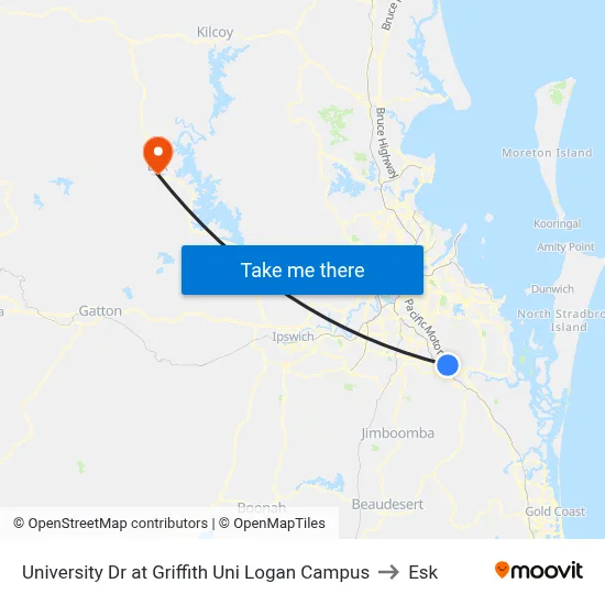 University Dr at Griffith Uni Logan Campus to Esk map