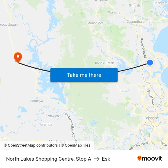 North Lakes Shopping Centre, Stop A to Esk map