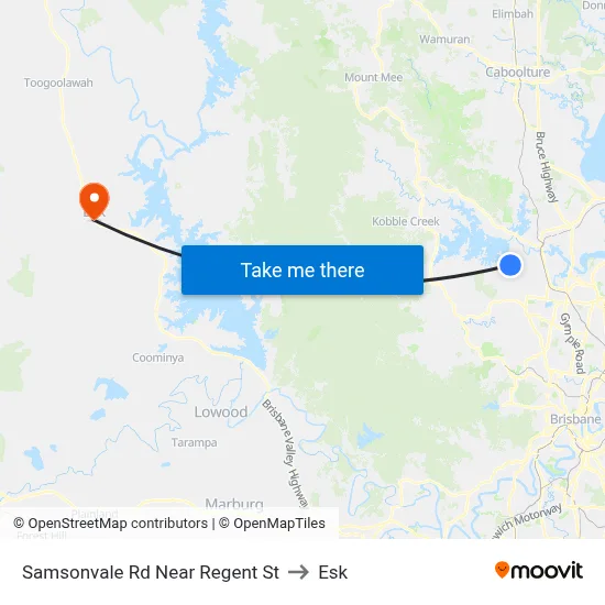 Samsonvale Rd Near Regent St to Esk map